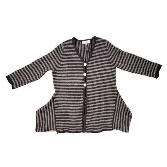 Bryn Walker Cardigan Striped Lagenlook Open Draped Asymmetrical Size Small - Picture 1 of 5